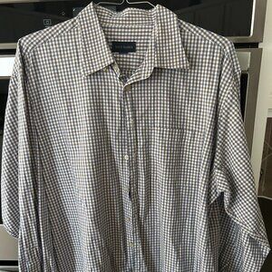 Scott Barber Long Sleeve Men's Dress Shirt - Brown Checker with Blue Gray - XXL